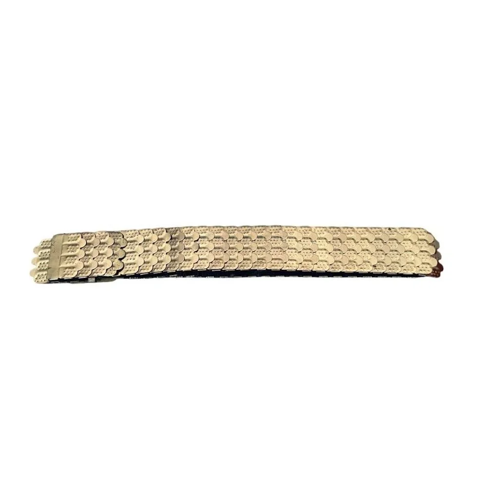 Vintage PAMART MFG Metal Scales Stretch Goldtone Belt 28"L x 2"W - Picture 4 of 9